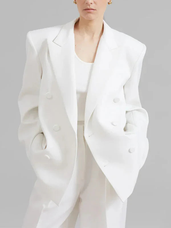 Paola™ | Blazer Bianco Oversize Doppiopetto