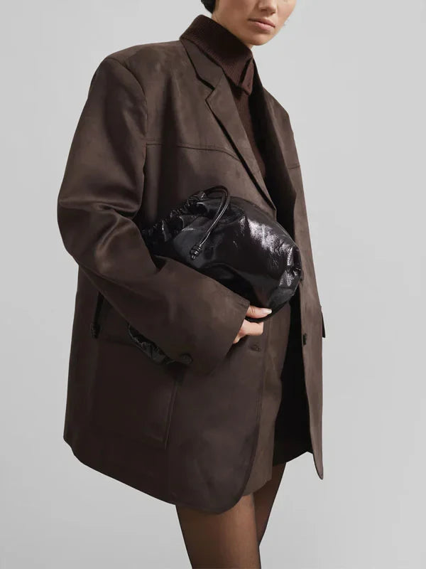 Valentina Rosa™ | Blazer Marrone in Suede Oversize