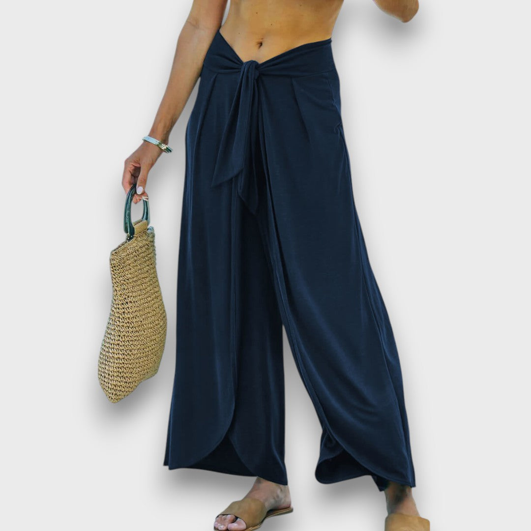 Tatiana Rosa™ | Pantaloni estivi con effetto incrociato e cintura da annodare