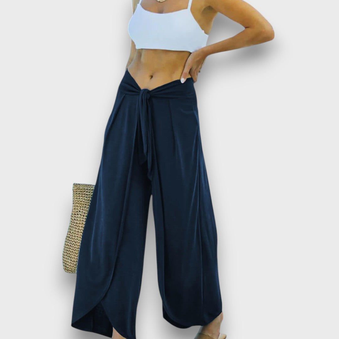 Tatiana Rosa™ | Pantaloni estivi con effetto incrociato e cintura da annodare