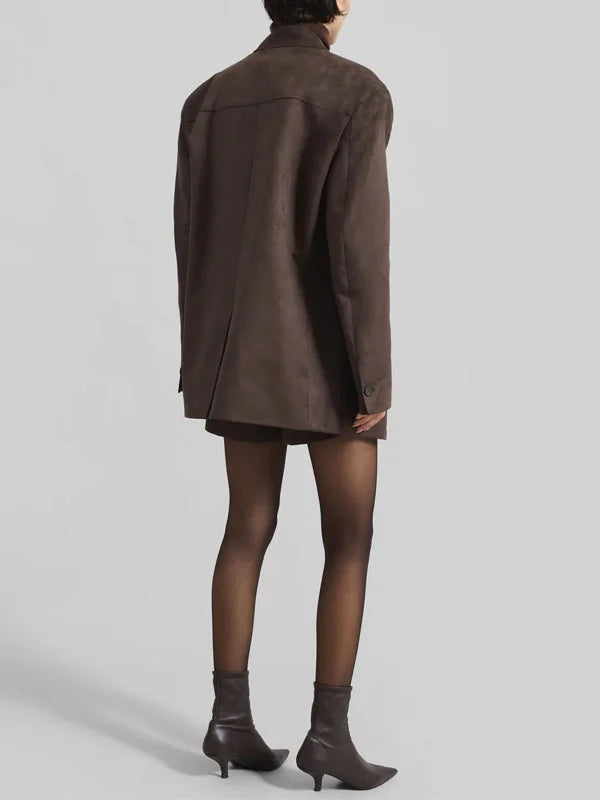 Valentina Rosa™ | Blazer Marrone in Suede Oversize
