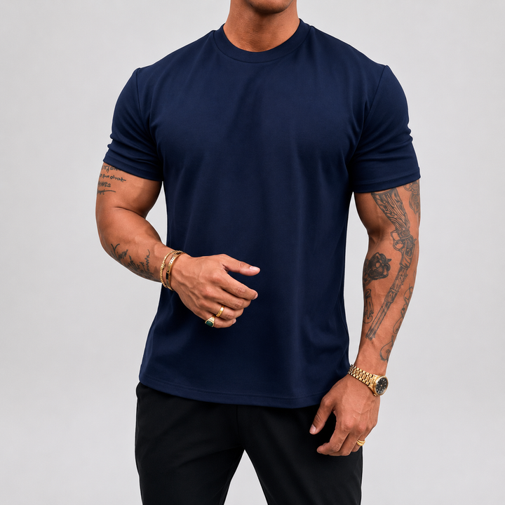 Filippo™ | T-Shirt Blu Navy Sartoriale