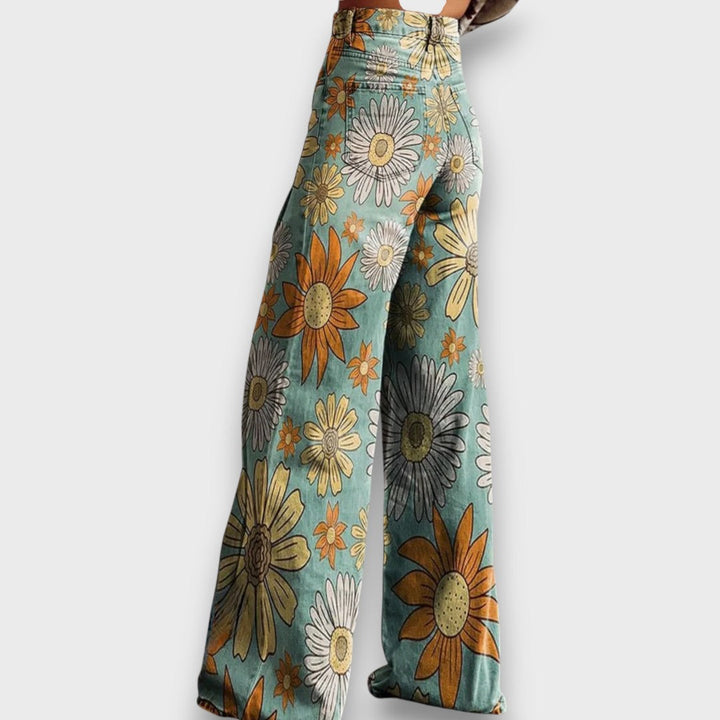 Iolanda™ | Jeans a gamba larga con stampa floreale retrò