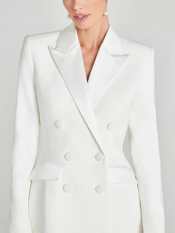 Veronica™ | Blazer Bianco Doppiopetto in Raso
