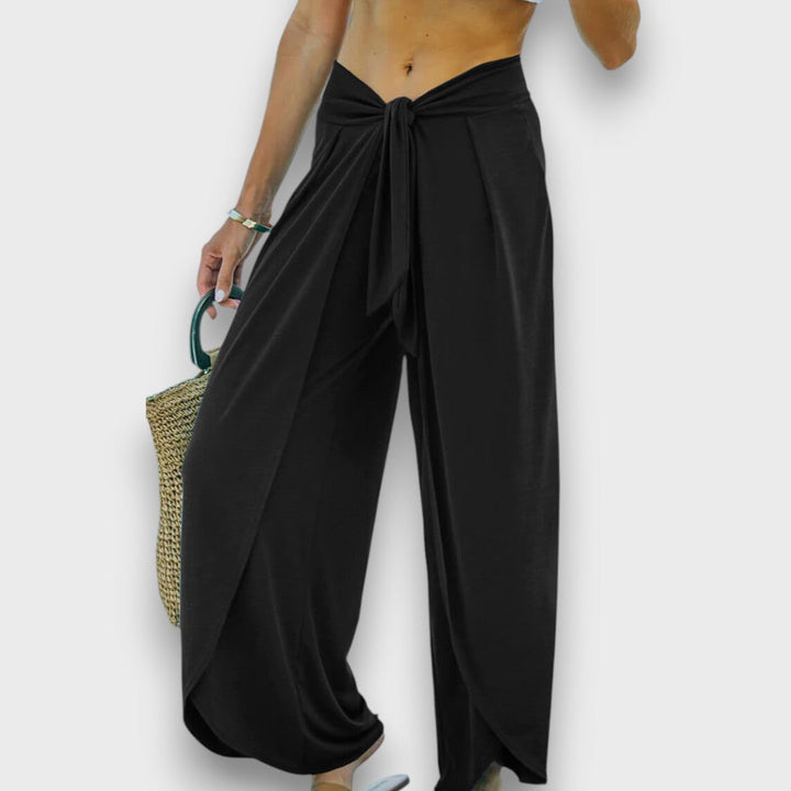 Tatiana Rosa™ | Pantaloni estivi con effetto incrociato e cintura da annodare