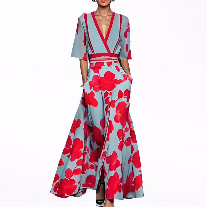 Nerina™ | Abito Maxi Elegante con Scollo Profondo