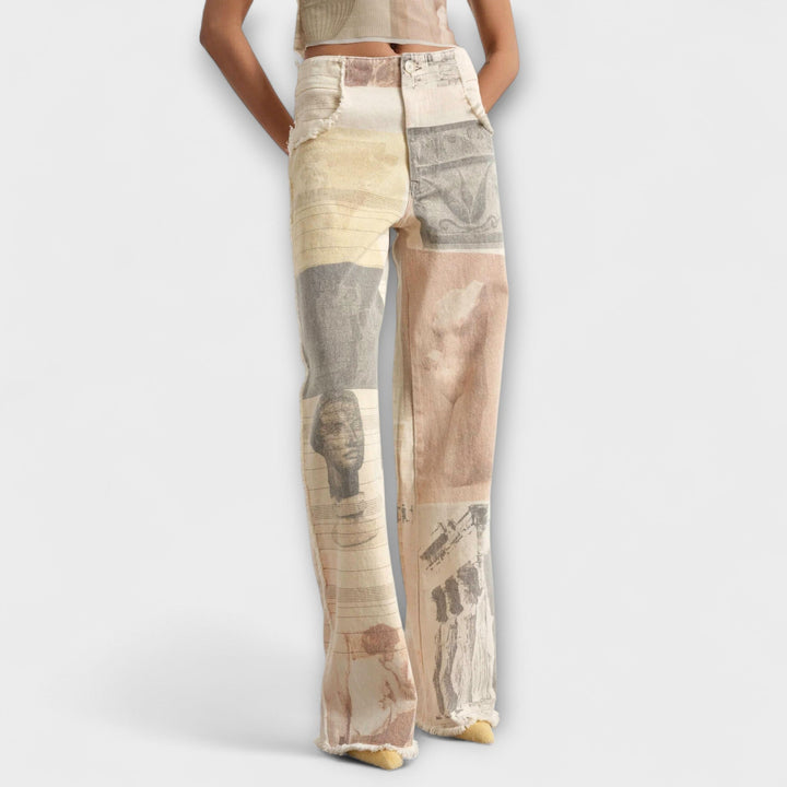 Delfina Rosa™ | Jeans a gamba larga stampate con un tocco vintage