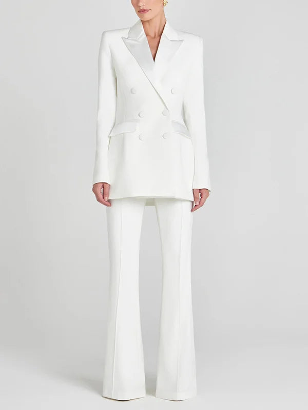 Veronica™ | Blazer Bianco Doppiopetto in Raso