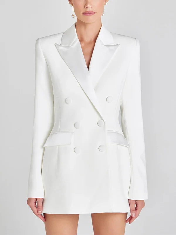 Veronica™ | Blazer Bianco Doppiopetto in Raso