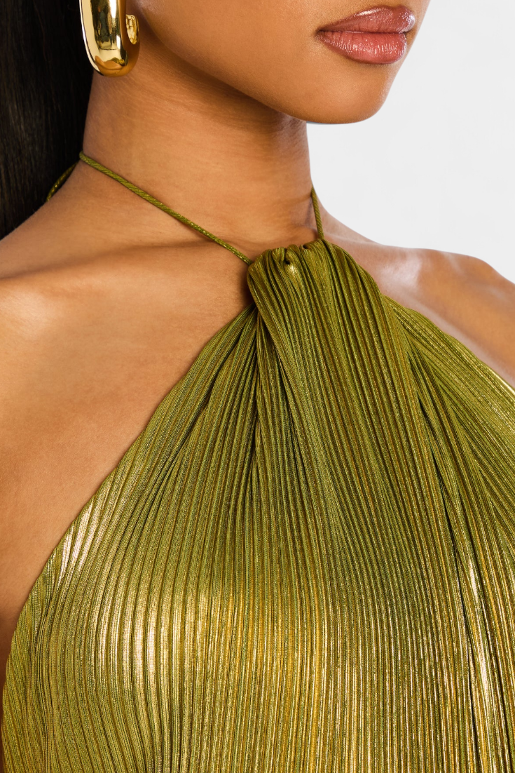 Adriella™ | Vestito Halter Aperto sulla Schiena Metallico