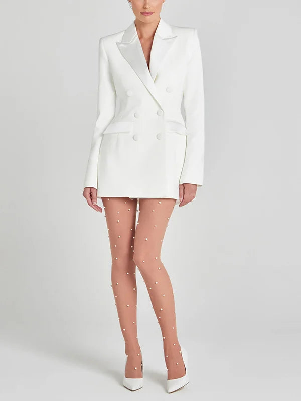 Veronica™ | Blazer Bianco Doppiopetto in Raso