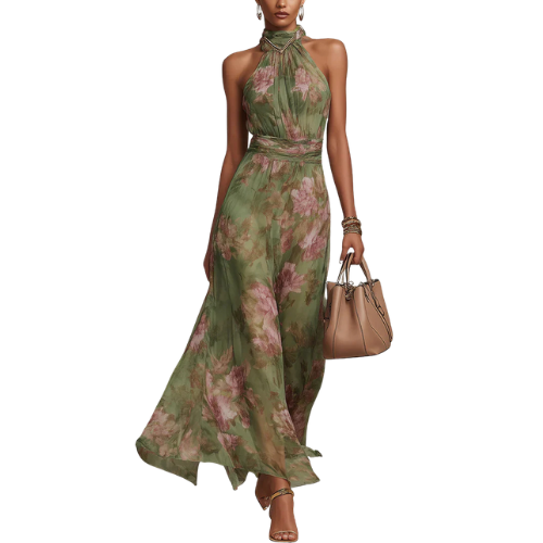 Francesca™ | Abito Maxi Halter Floreale