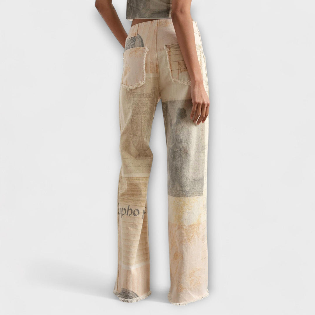 Delfina Rosa™ | Jeans a gamba larga stampate con un tocco vintage