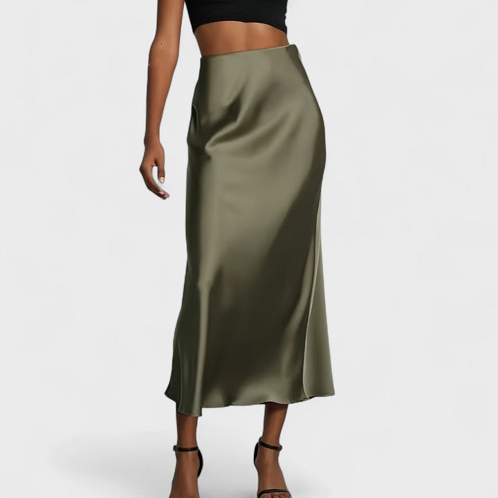 Gaia Luna™ | Gonna Midi in Raso a Vita Alta da Donna