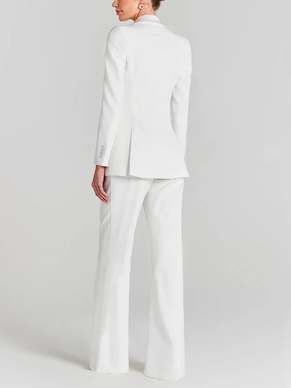Letizia™ | Blazer Bianco a Un Bottone con Collo Pieghettato