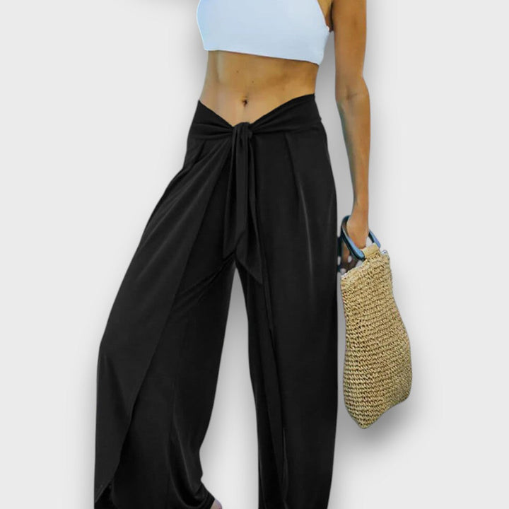 Tatiana Rosa™ | Pantaloni estivi con effetto incrociato e cintura da annodare