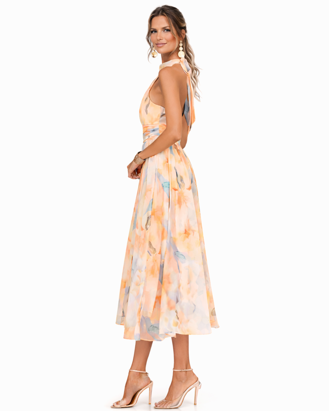 Desiree™ | Abito con Collo Halter e Stampa Acquerello