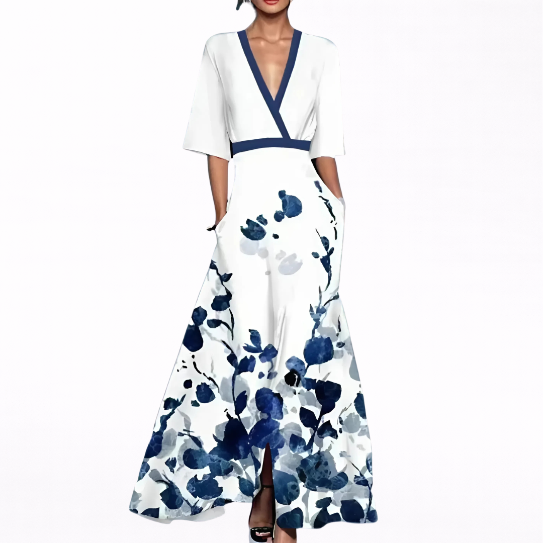 Nerina™ | Abito Maxi Elegante con Scollo Profondo