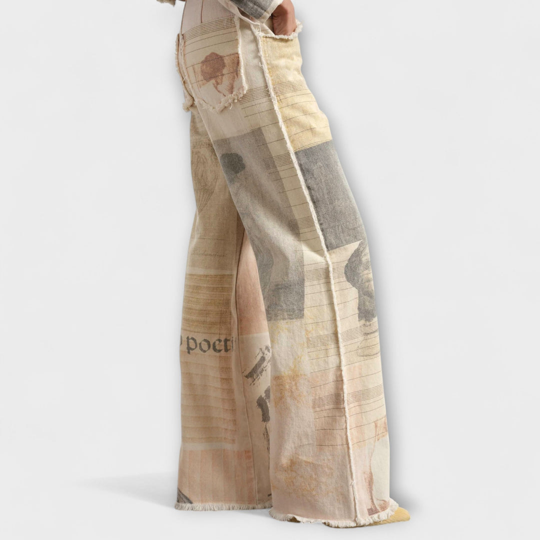 Delfina Rosa™ | Jeans a gamba larga stampate con un tocco vintage