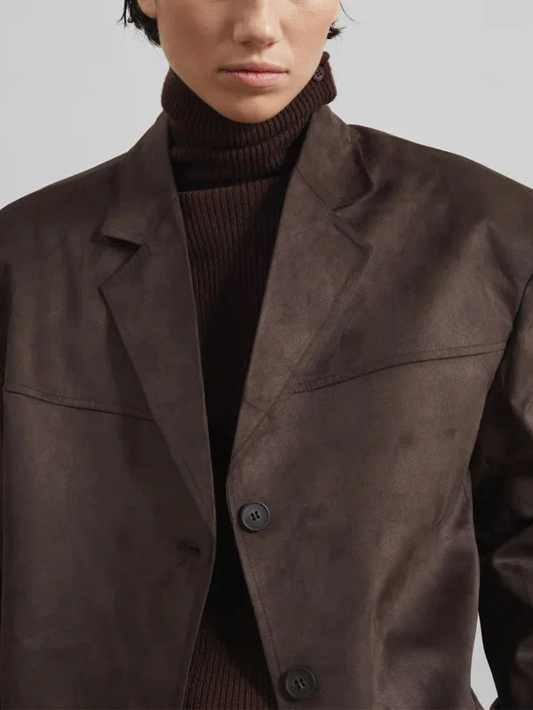 Valentina Rosa™ | Blazer Marrone in Suede Oversize
