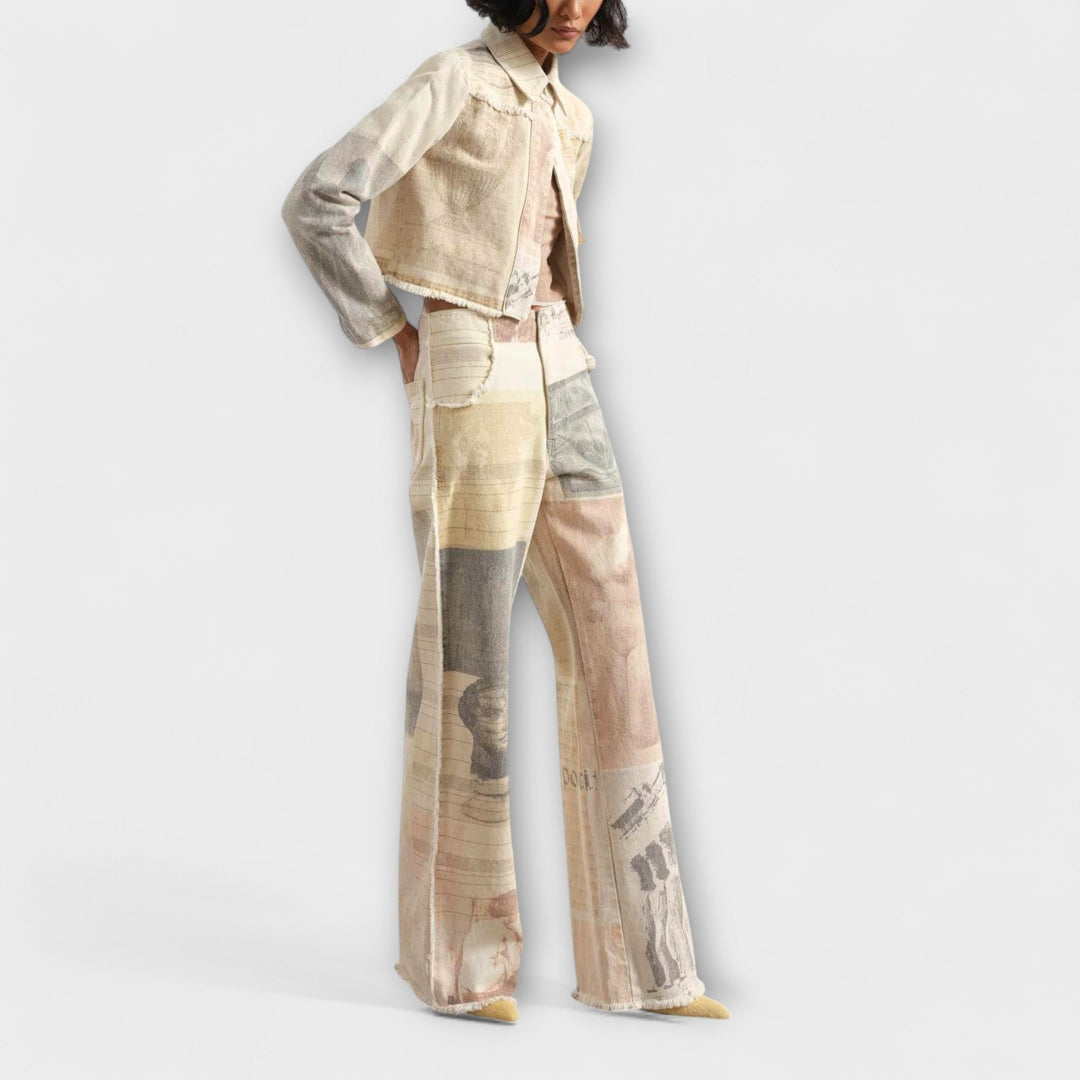 Delfina Rosa™ | Jeans a gamba larga stampate con un tocco vintage