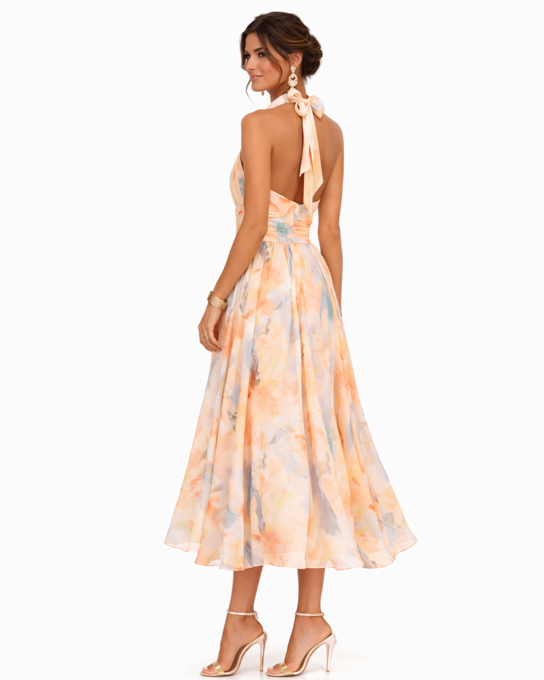 Desiree™ | Abito con Collo Halter e Stampa Acquerello