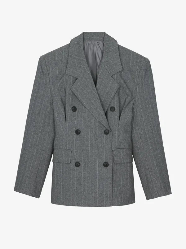Fiorella™ | Blazer Grigio Striato con Cintura