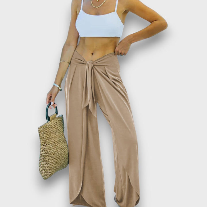 Tatiana Rosa™ | Pantaloni estivi con effetto incrociato e cintura da annodare