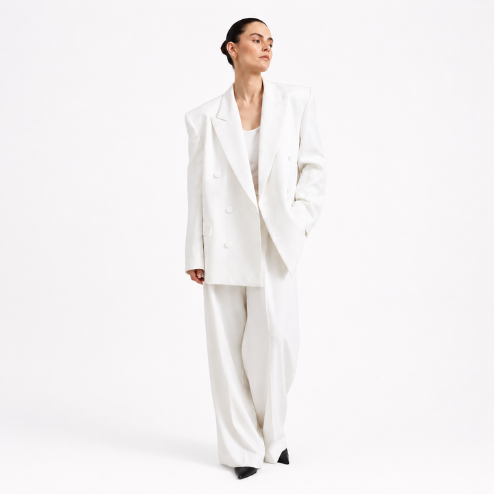 Paola™ | Blazer Bianco Oversize Doppiopetto