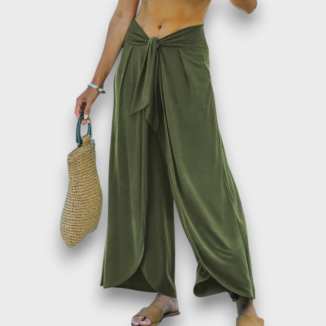 Tatiana Rosa™ | Pantaloni estivi con effetto incrociato e cintura da annodare
