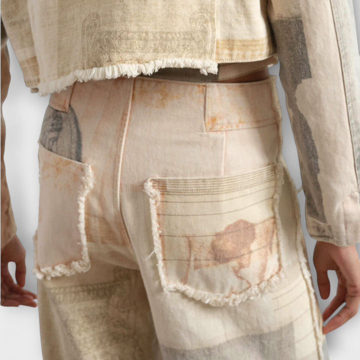 Delfina Rosa™ | Jeans a gamba larga stampate con un tocco vintage