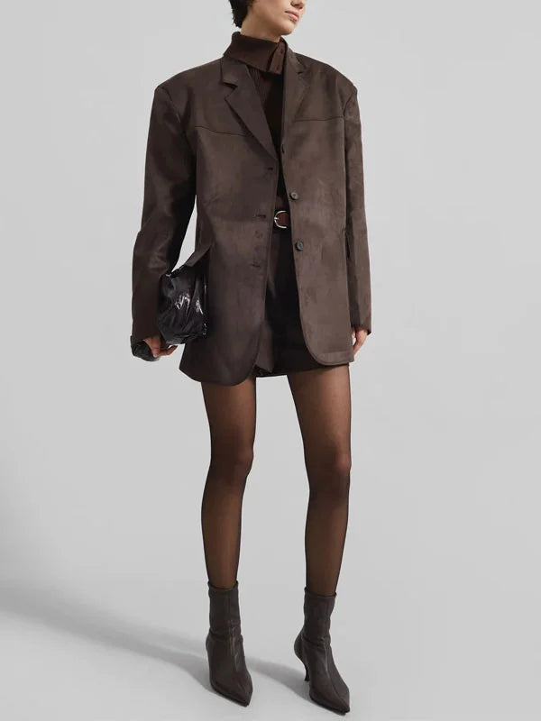 Valentina Rosa™ | Blazer Marrone in Suede Oversize