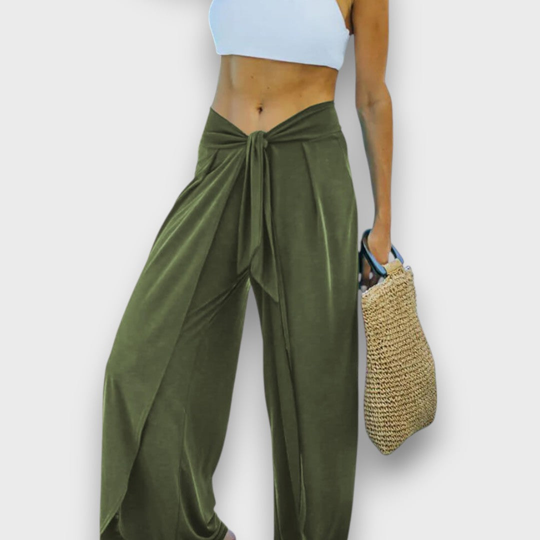 Tatiana Rosa™ | Pantaloni estivi con effetto incrociato e cintura da annodare