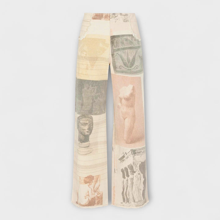 Delfina Rosa™ | Jeans a gamba larga stampate con un tocco vintage