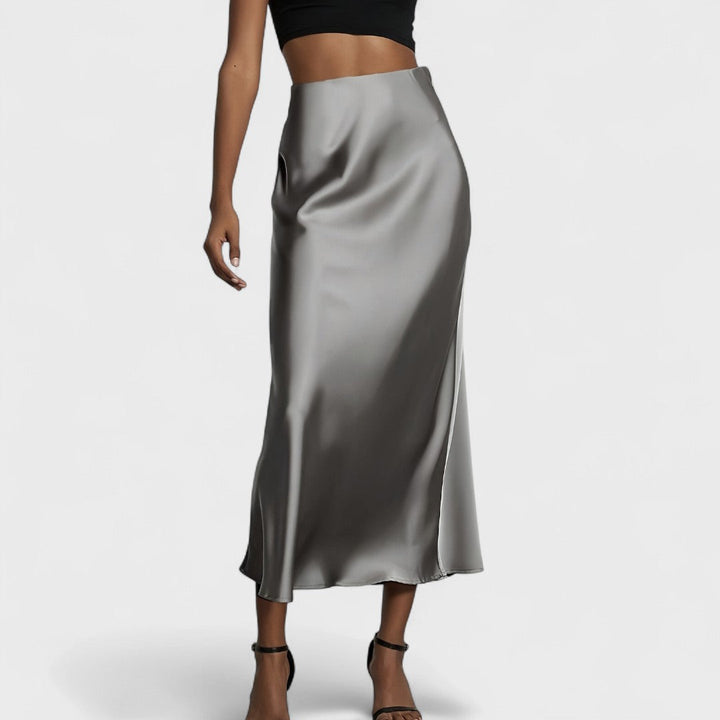 Gaia Luna™ | Gonna Midi in Raso a Vita Alta da Donna