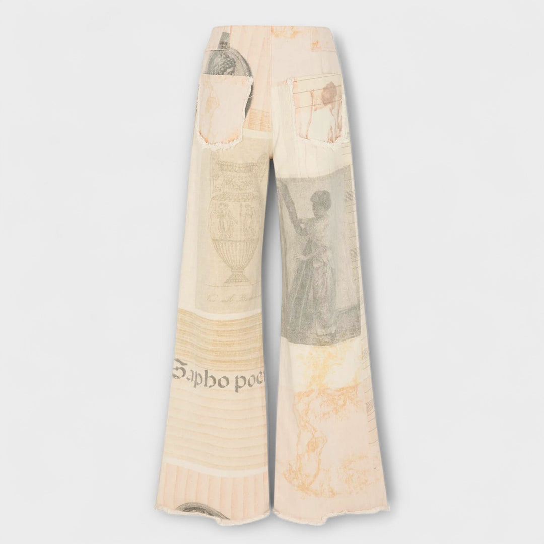 Delfina Rosa™ | Jeans a gamba larga stampate con un tocco vintage