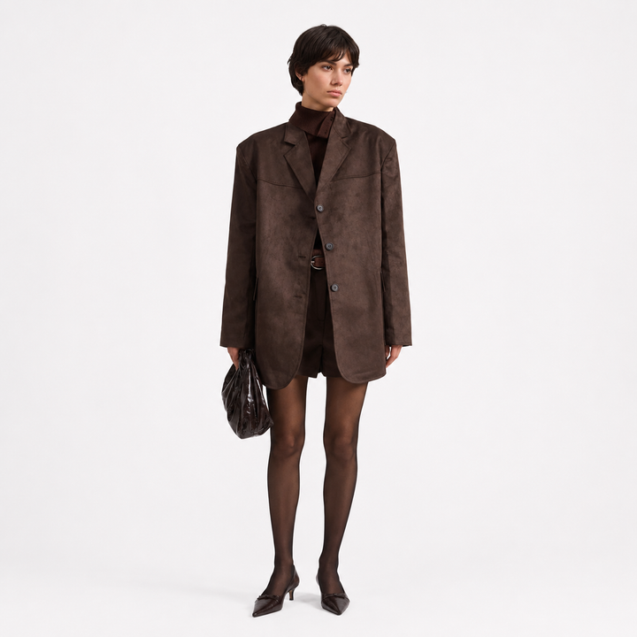 Valentina Rosa™ | Blazer Marrone in Suede Oversize