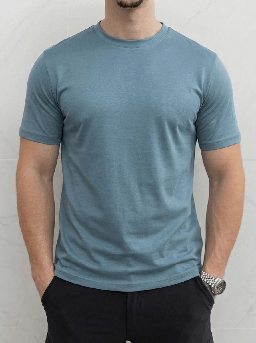 Enzo™ | T-shirt Evano - Blu Polveroso