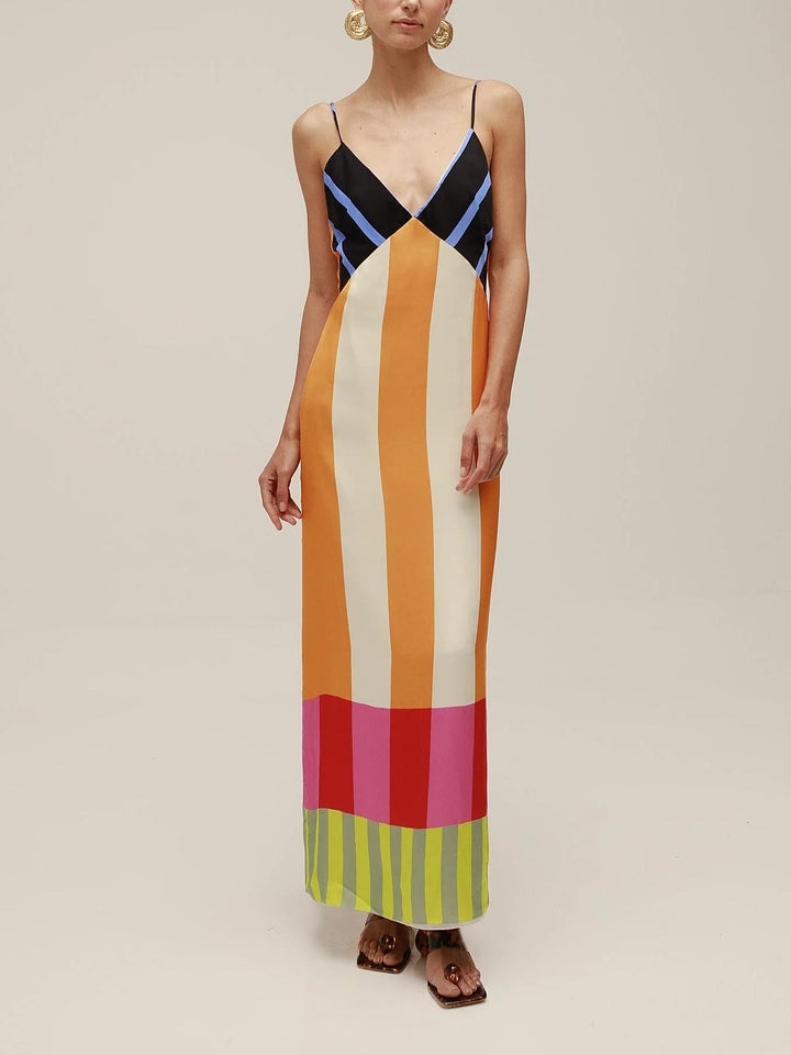 Melania™ | Maxi Abito Colorato a Righe
