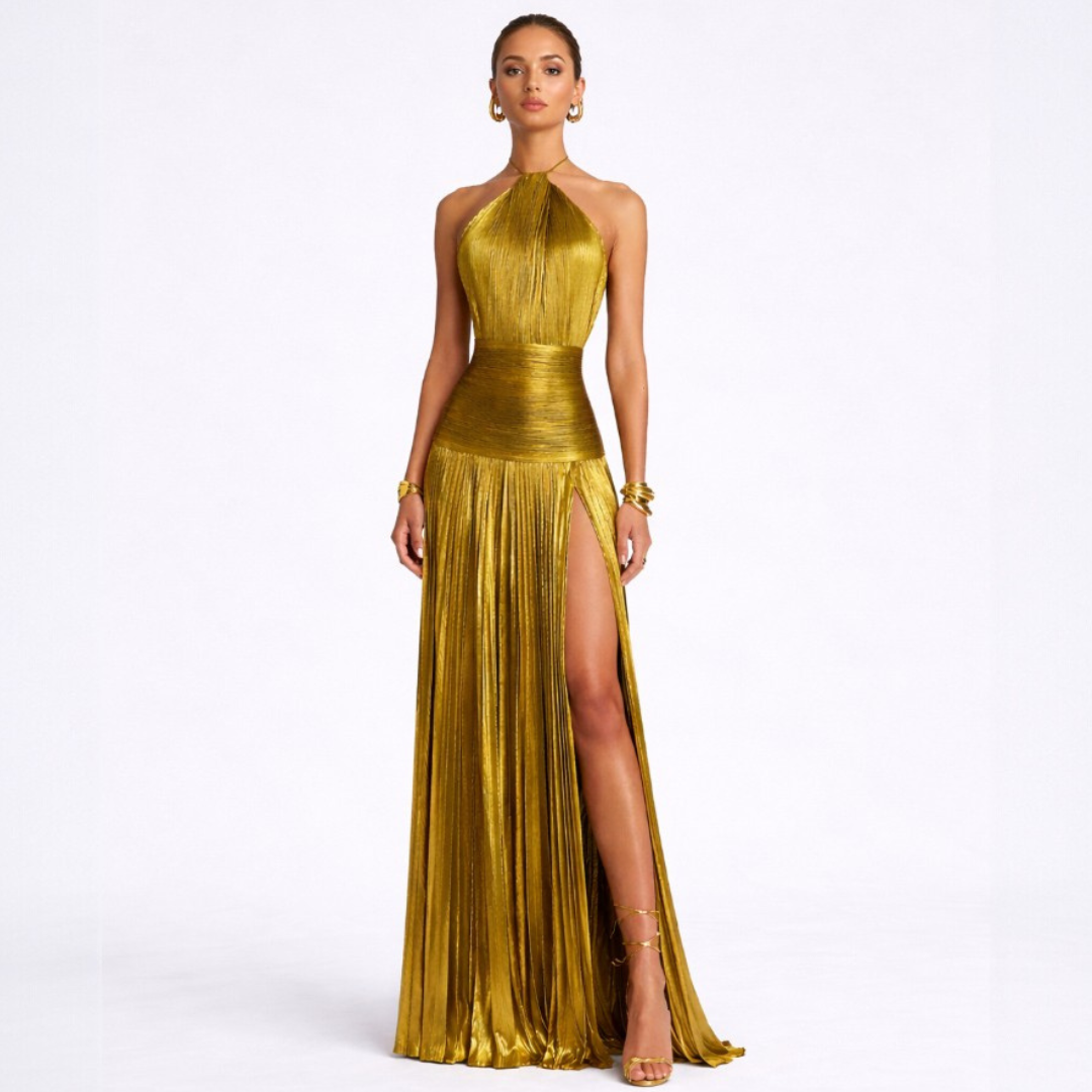 Gina™ | Vestito Halter Aperto sulla Schiena Metallico