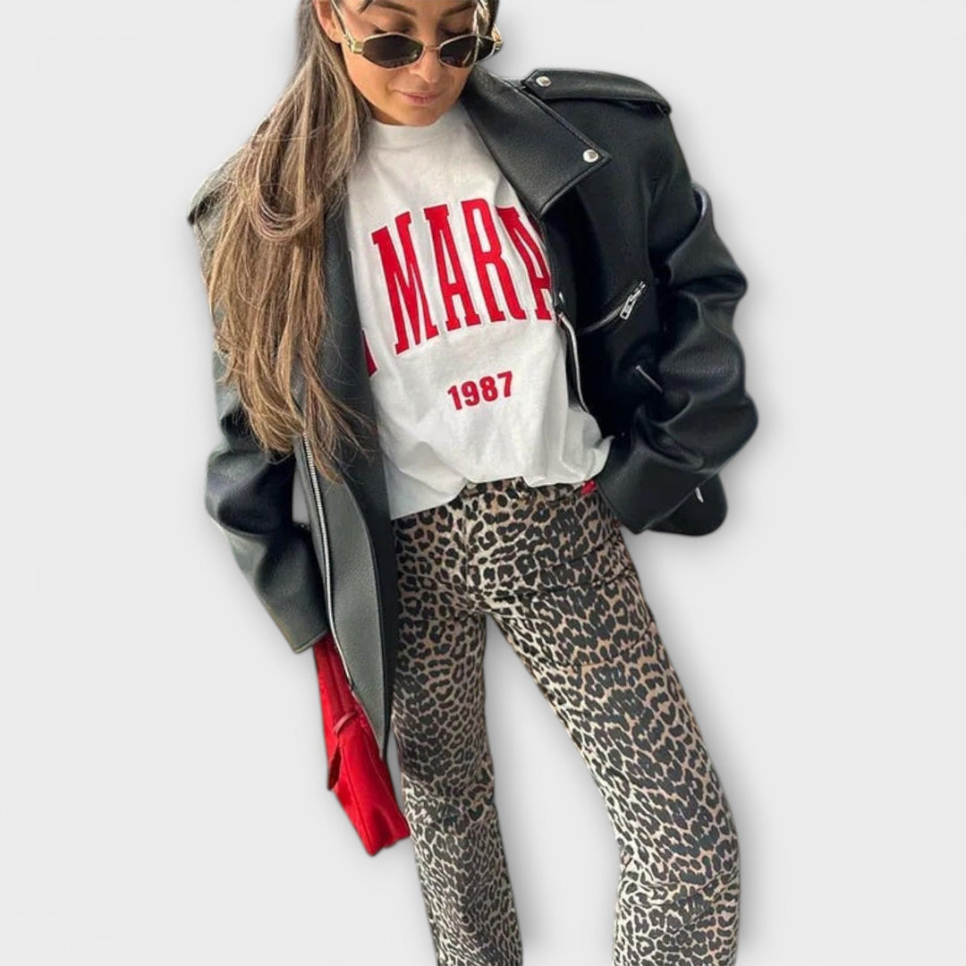 Fioretta™ | Jeans Vintage con Stampa Leopardata