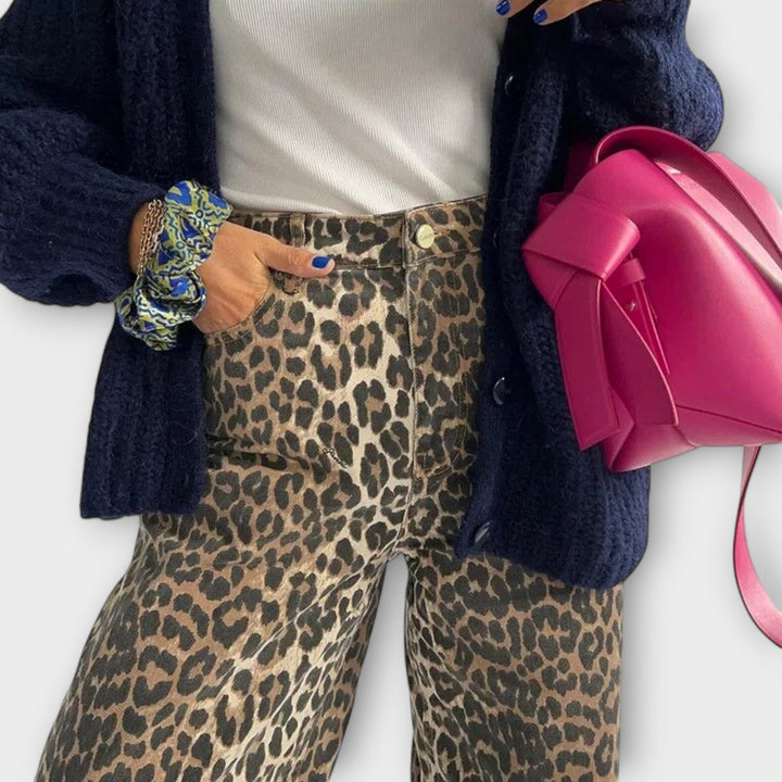 Fioretta™ | Jeans Vintage con Stampa Leopardata