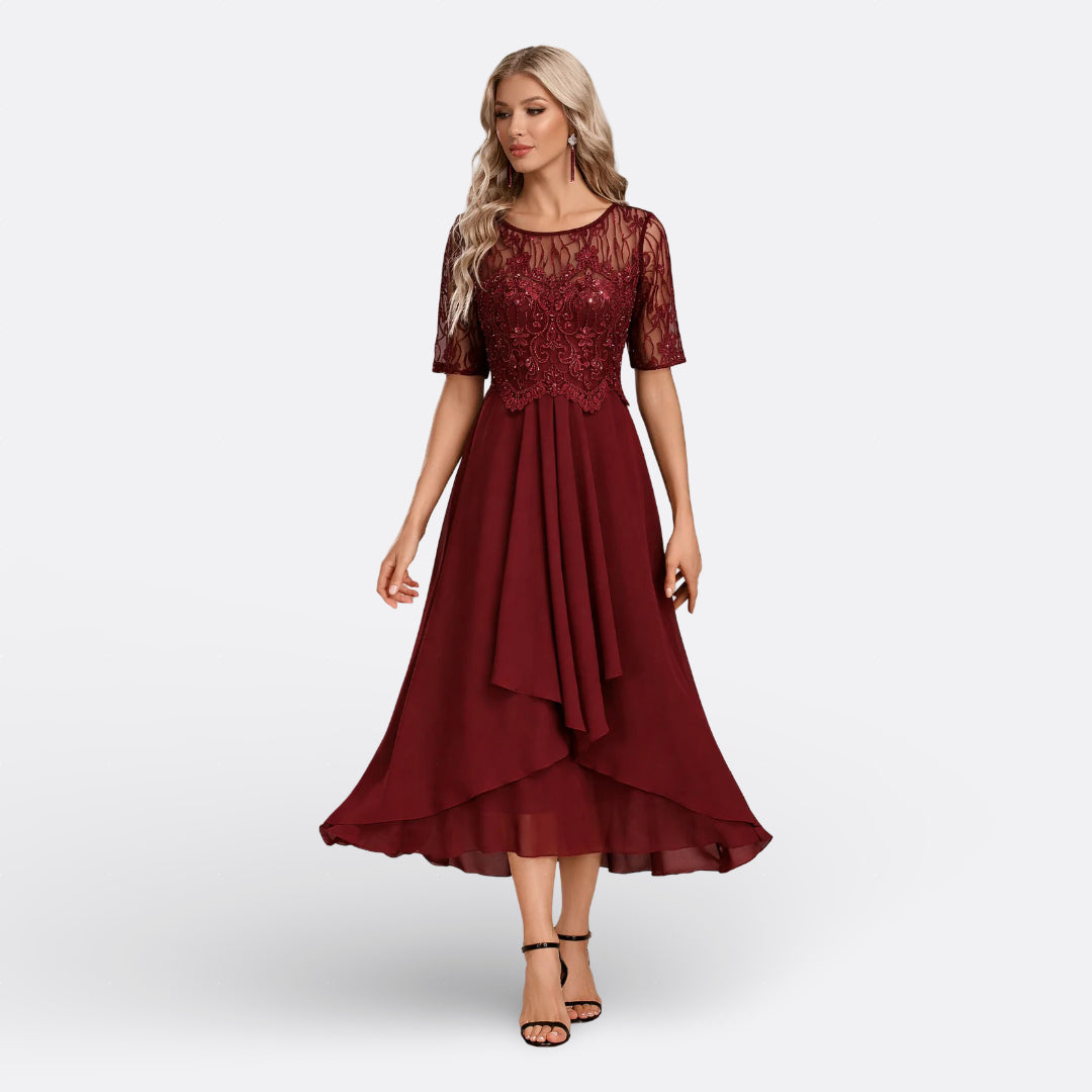 Bianca Rosa™ | Vestito in Pizzo con Maniche Corte