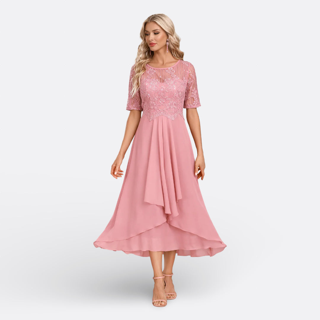 Bianca Rosa™ | Vestito in Pizzo con Maniche Corte
