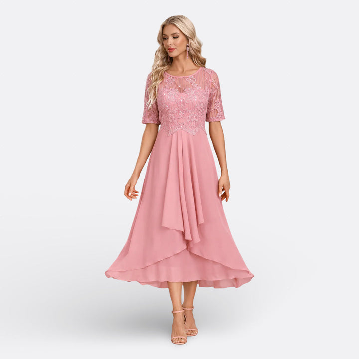 Bianca Rosa™ | Vestito in Pizzo con Maniche Corte