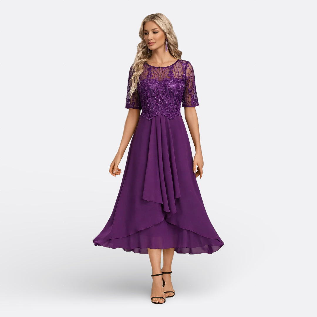 Bianca Rosa™ | Vestito in Pizzo con Maniche Corte