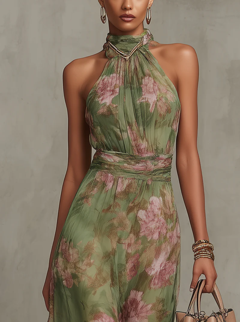 Francesca™ | Abito Maxi Halter Floreale