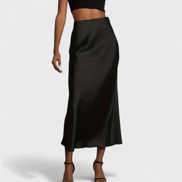 Gaia Luna™ | Gonna Midi in Raso a Vita Alta da Donna