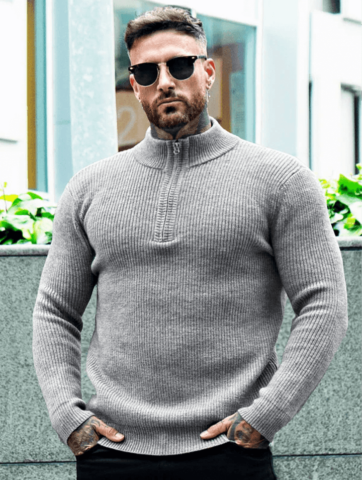 Amedeo™ | Maglione Valerio Zip in Maglia - Grigio