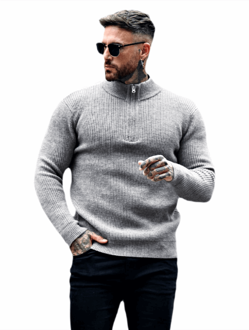 Amedeo™ | Maglione Valerio Zip in Maglia - Grigio